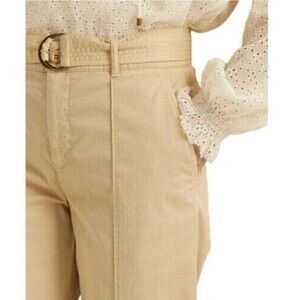 Lauren Ralph Lauren Women's Wide Leg Pants Micro-Sanded Twill Belted Tan Beige16